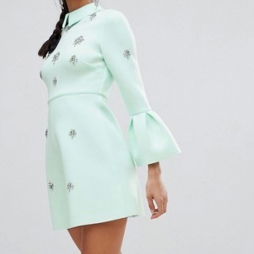 ASOS DESIGN Scuba Embellished A-Line Mini Dress